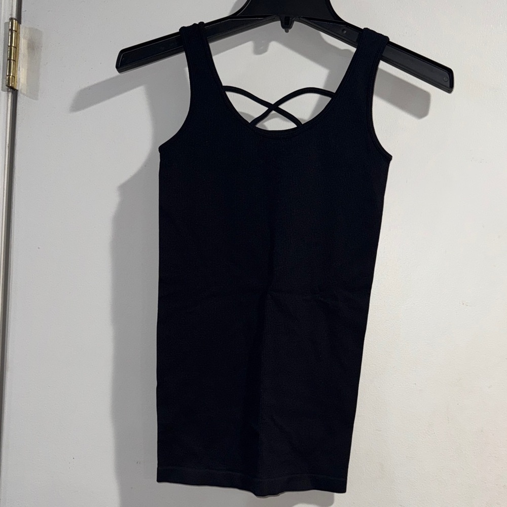 Aqua Black Women's Tank Top with Crisscross Front